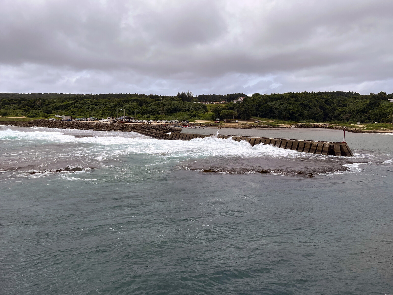 Nafanua Bidge breakwater with port in background